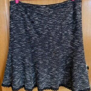 Dialogue Women's A-Line Fully Lined Midi Skirt Tweed Black/Soft White Sz: 18W